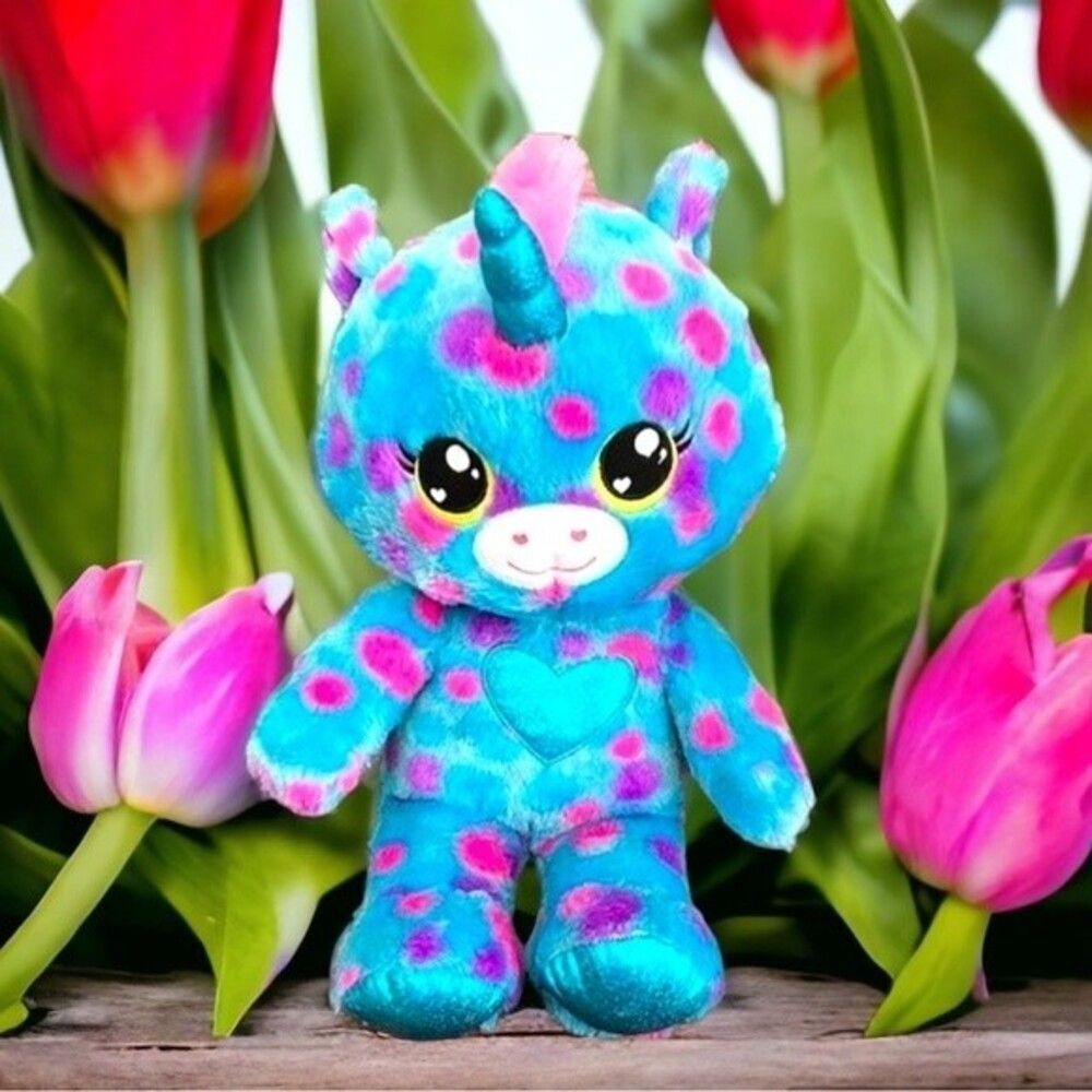Build A Bear Unicorn Land Heartables Blue Pink Plush Stuffed Animal BAB